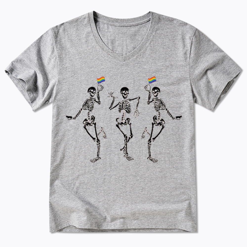 pride dancing skeleton V-Neck Classic T-Shirt