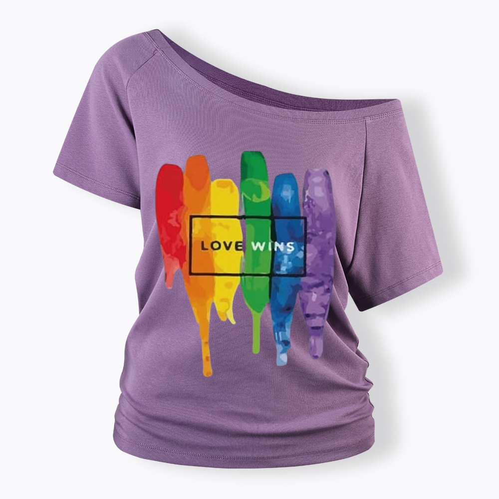 Love Wins Off Shoulder T-shirt