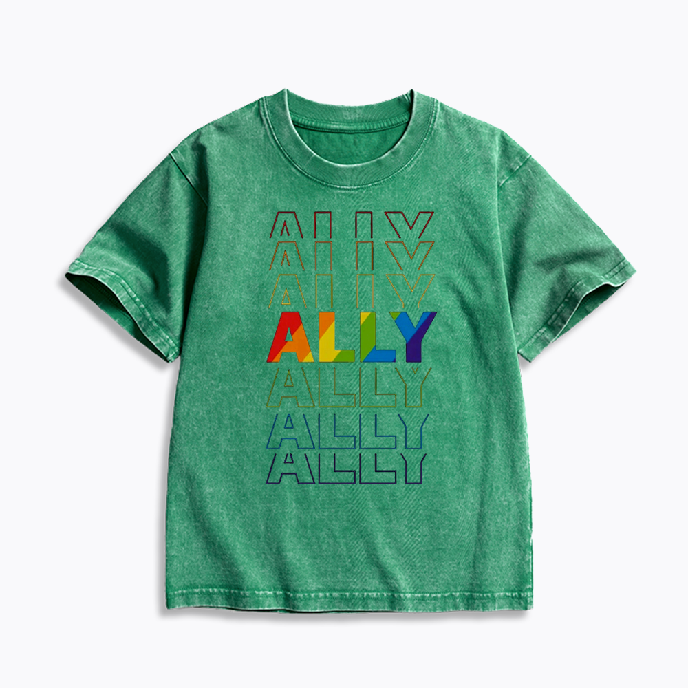 Pride Gift For Ally Kids Washed T-Shirt