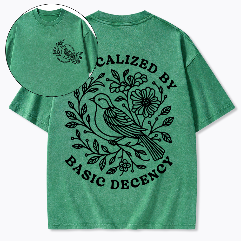 Radicalized By Basic Decency Floral Washed T-Shirt