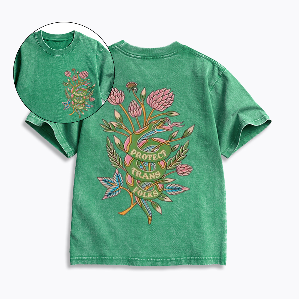 Protect Trans Folks Kids Washed T-Shirt
