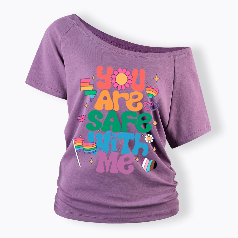 You Are Safe With Me Pride Ally Off Shoulder T-shirt