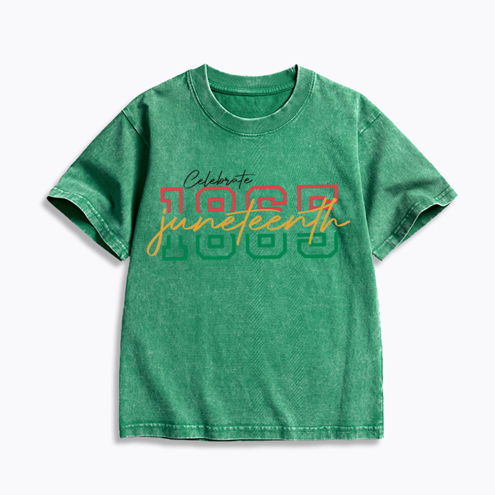 Celebrate 1865 Juneteenth Kids Washed T-Shirt