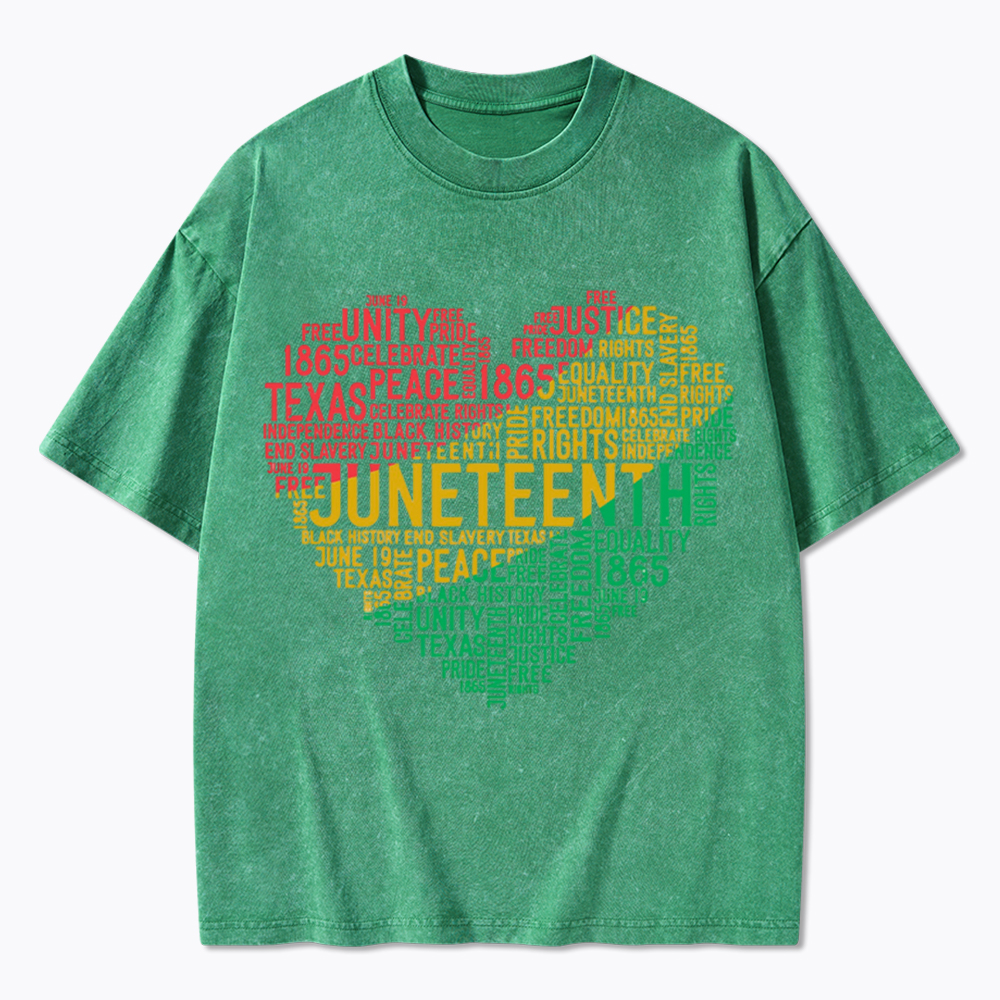 Juneteenth Heart Black History Washed T-Shirt