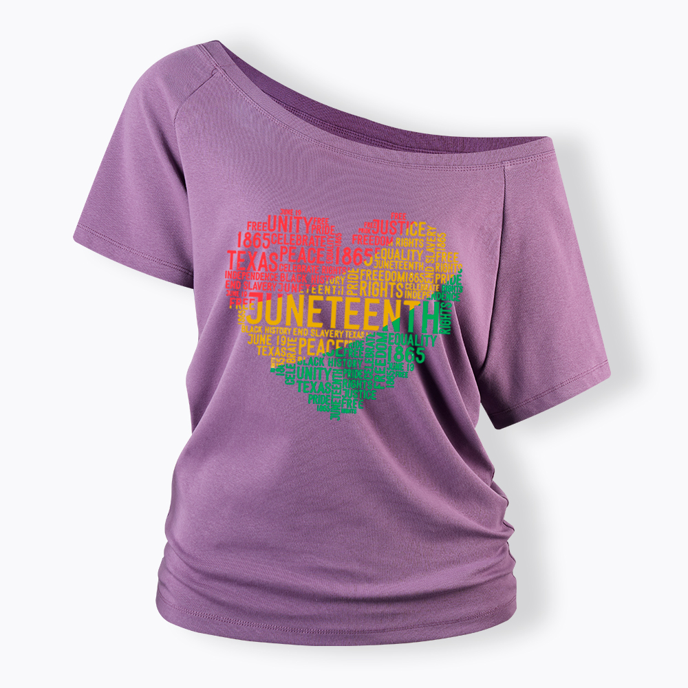 Juneteenth Heart Black History Off Shoulder T-shirt