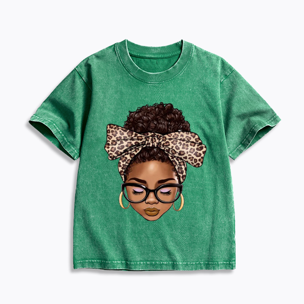 Black Woman Juneteenth Kids Washed T-Shirt