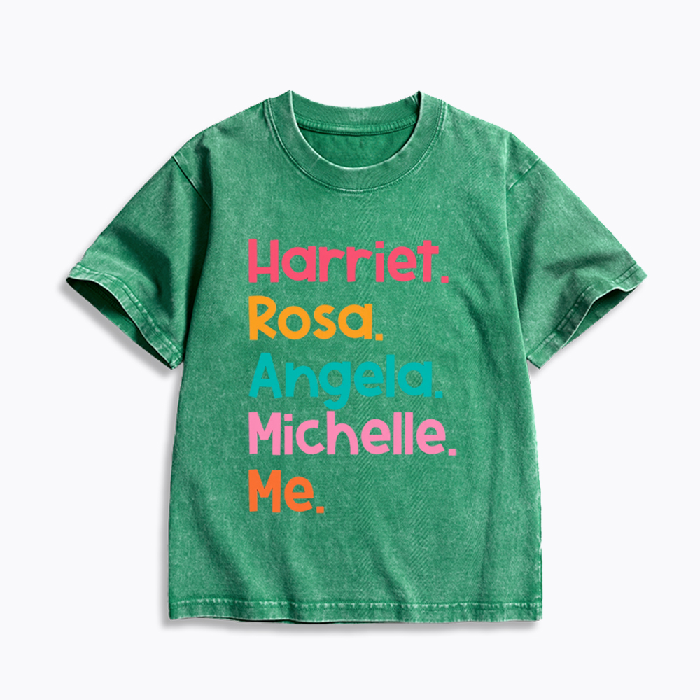 Women Leaders Harriet Rosa Angela Michelle Me Kids Washed T-Shirt