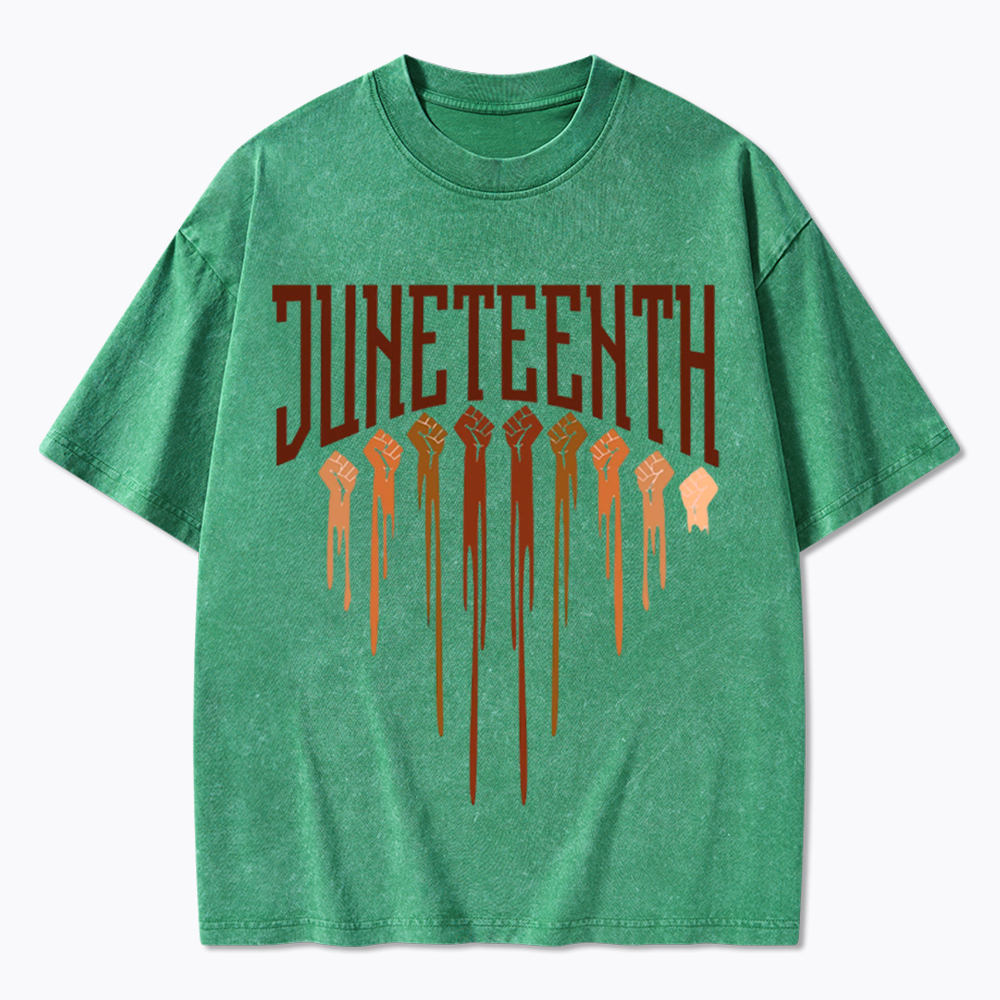 Different Races Skin Juneteenth Washed T-Shirt