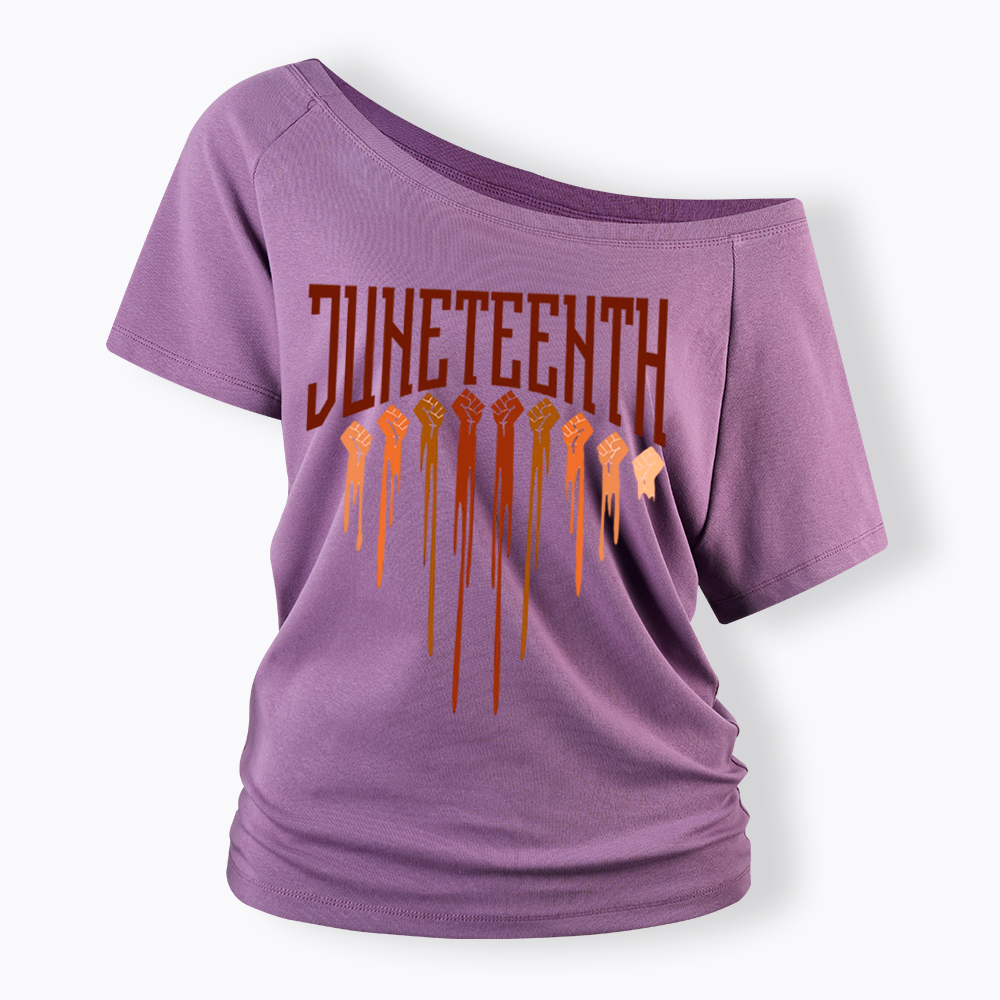 Different Races Skin Juneteenth Off Shoulder T-shirt