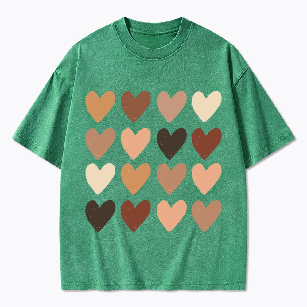 Skin Tone Hearts Racial Equality Washed T-Shirt