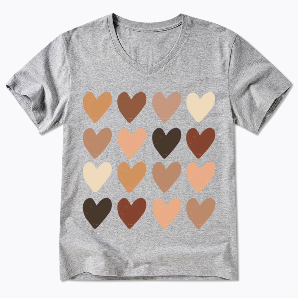 Skin Tone Hearts Racial Equality V-Neck Classic T-Shirt