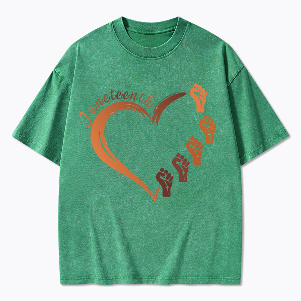 Juneteenth Heart Black Pride Washed T-Shirt