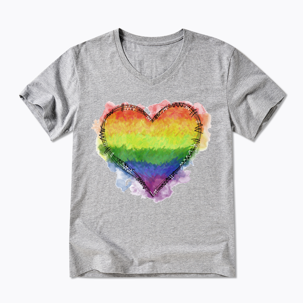 Rainbow Heart V-Neck Classic T-Shirt