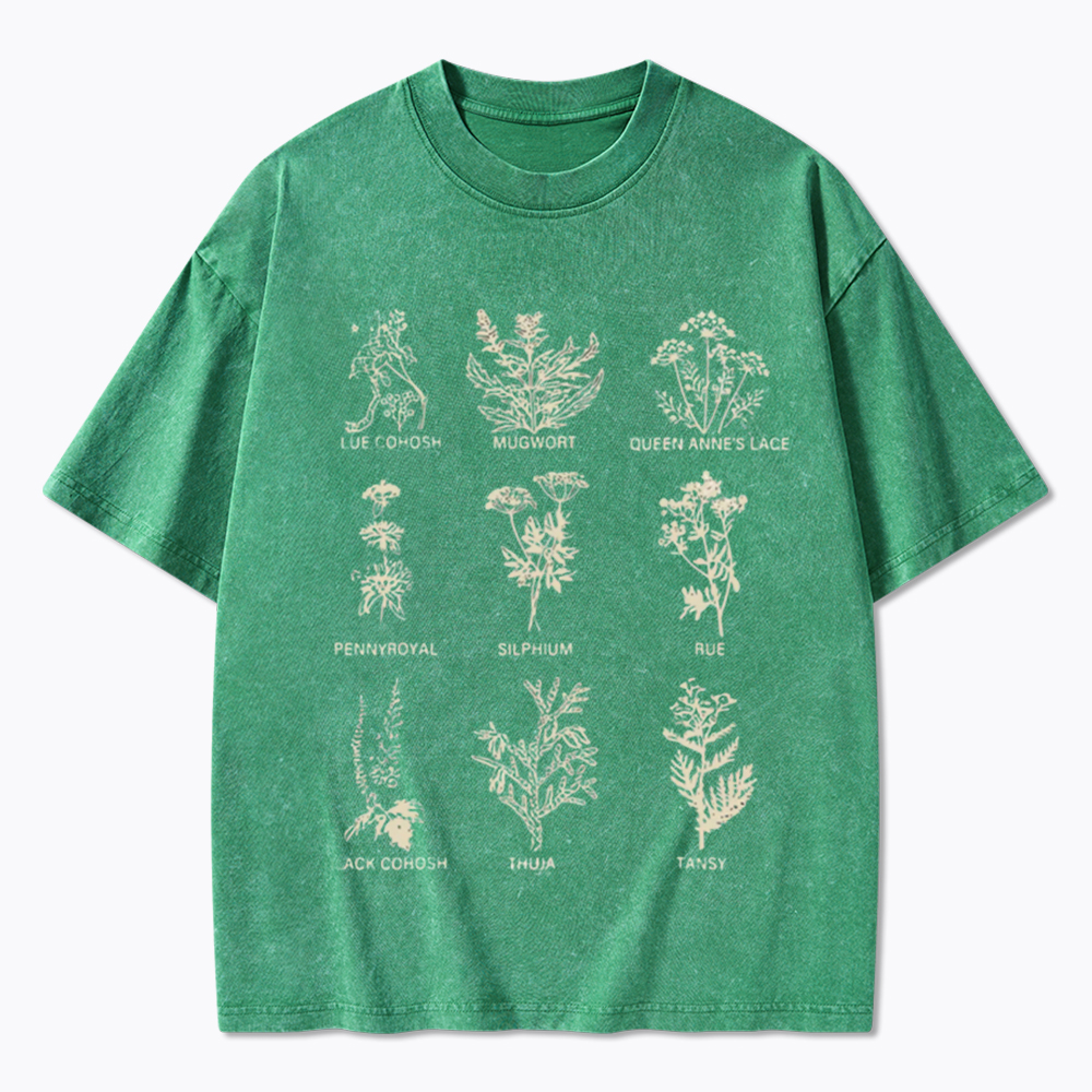 My Body My Choice Abortion Plant Herbs Washed T-Shirt