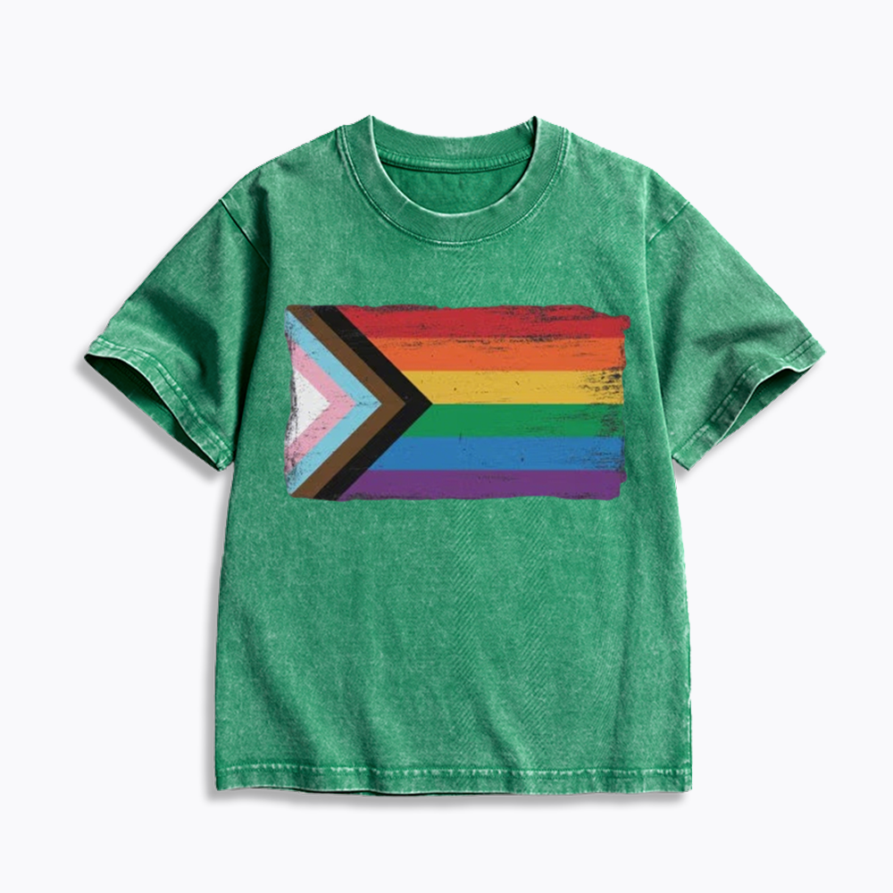 Progress Pride Flag Kids Washed T-Shirt