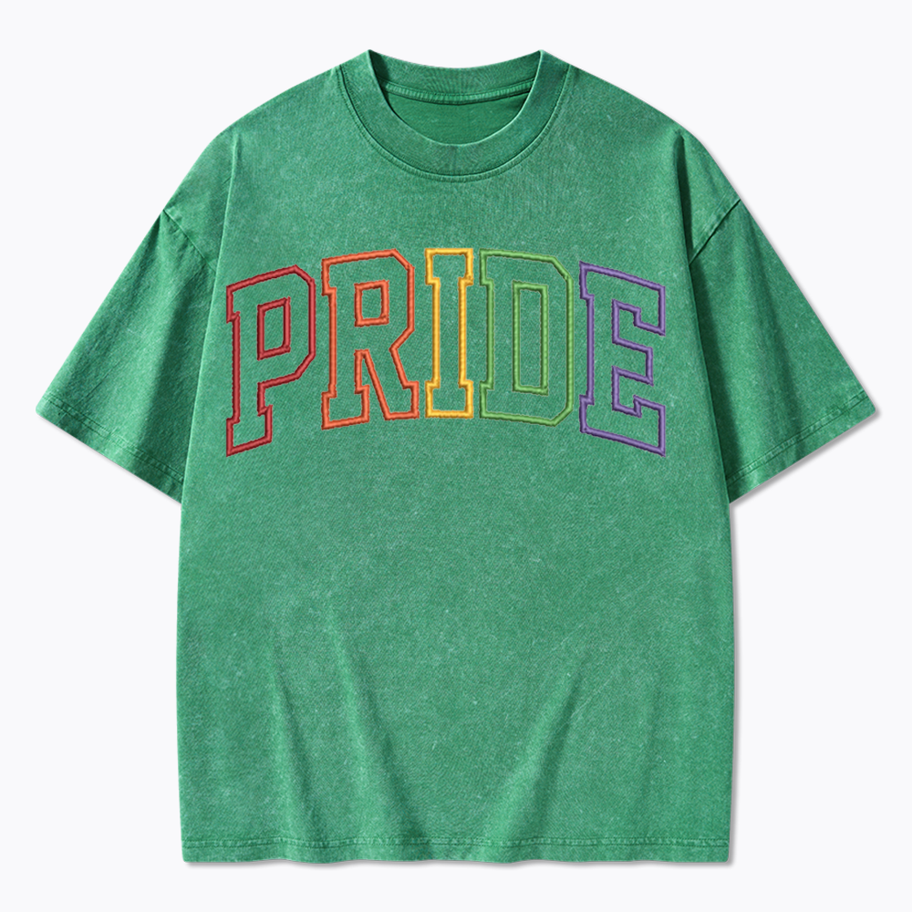 Embroidered Pride Washed T-Shirt