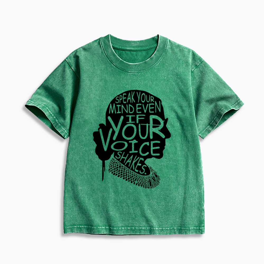 RBG Speak Your Mind Even Even If Your Voice Shakes Kids Washed T-Shirt
