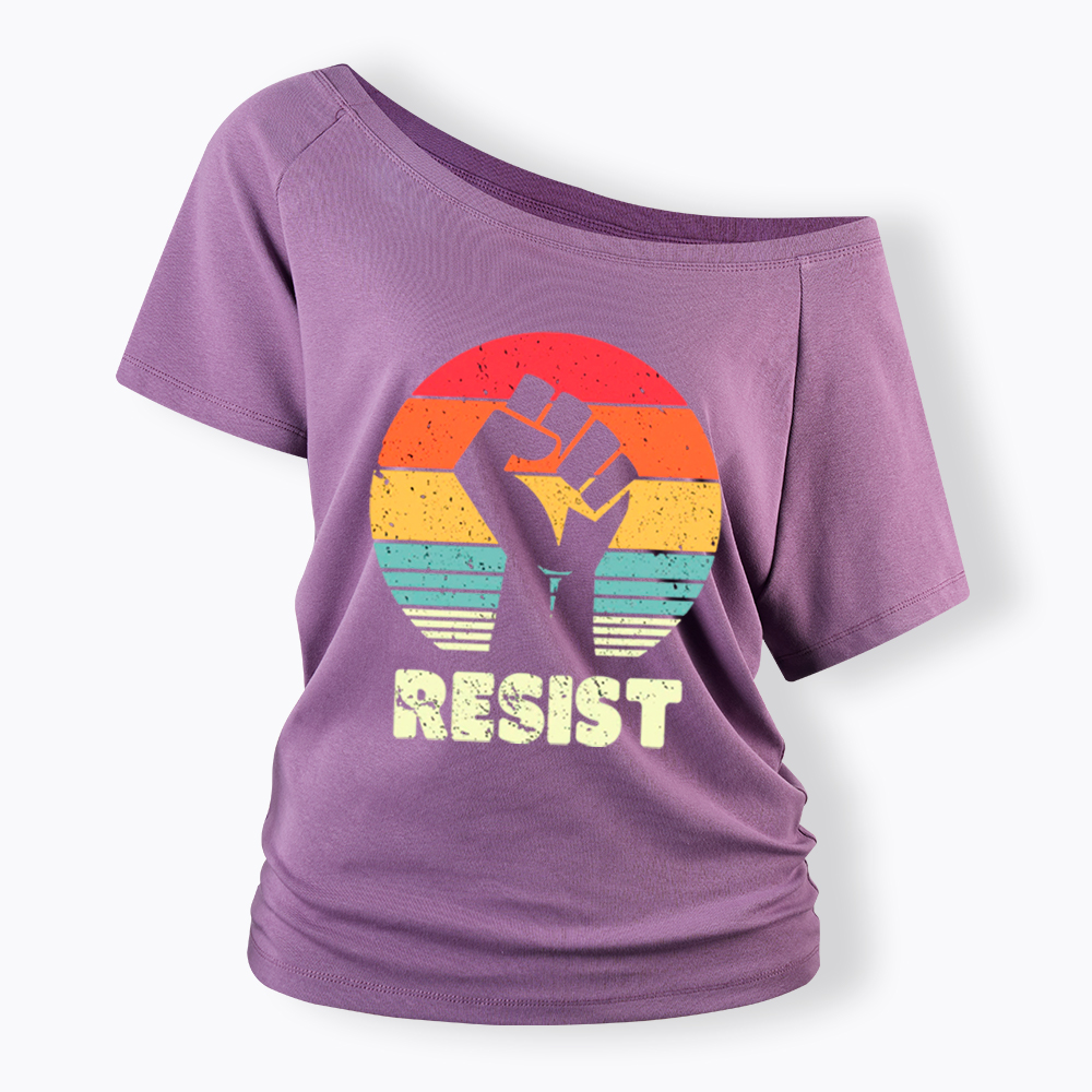 Resist Fist Off Shoulder T-shirt