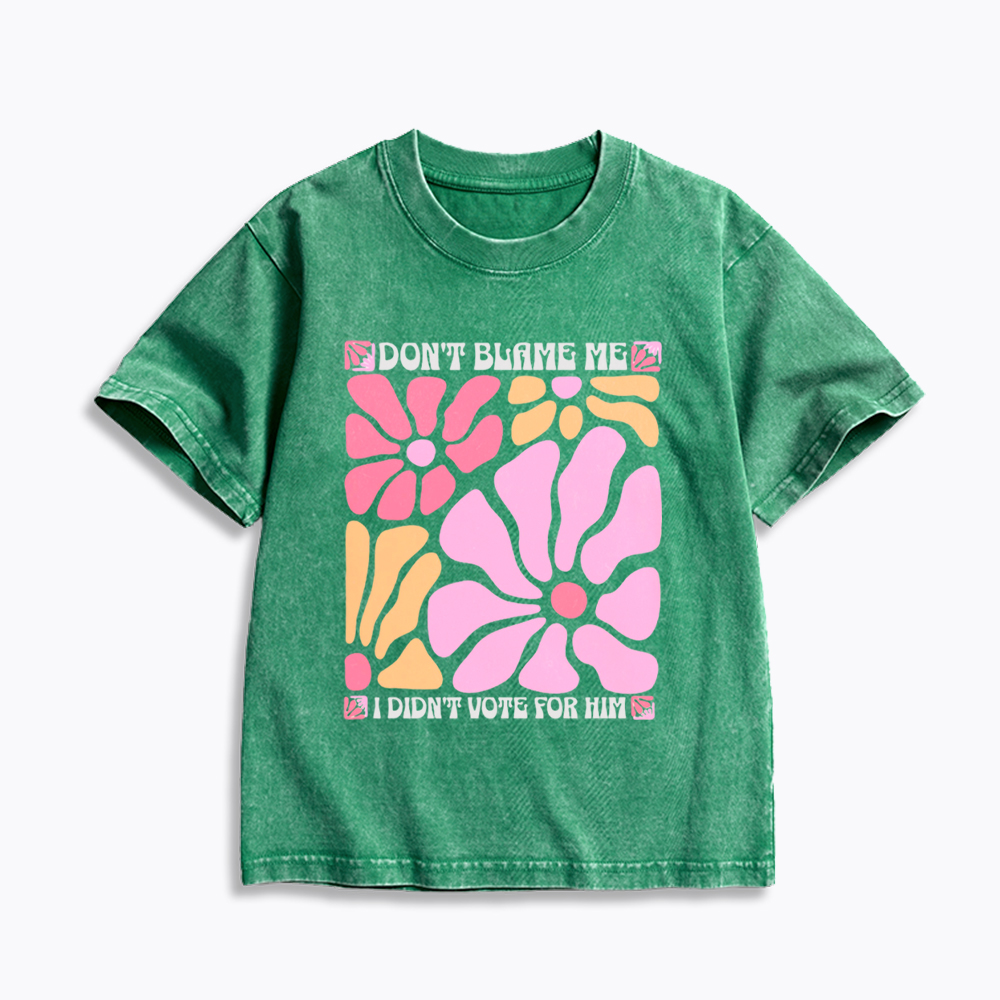 I Didn't Vote For Him Wildflowers Kids Washed T-Shirt