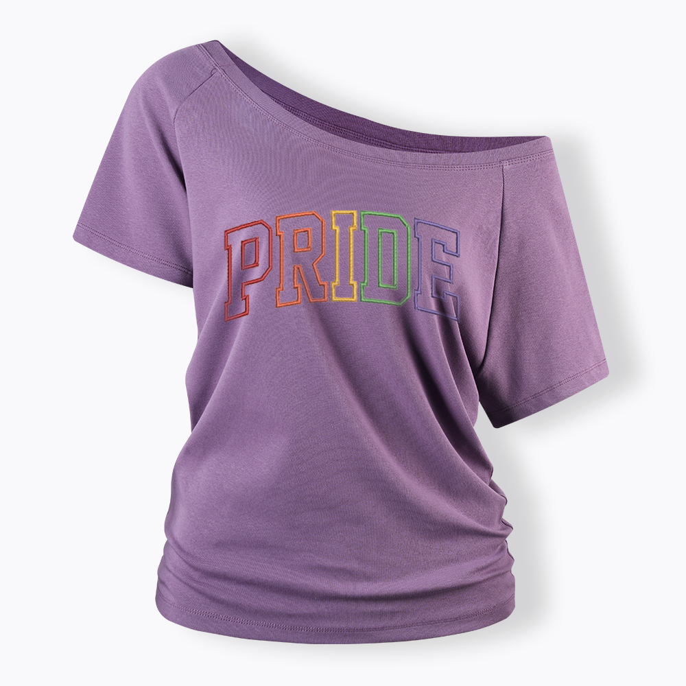 Embroidered Pride Off Shoulder T-shirt