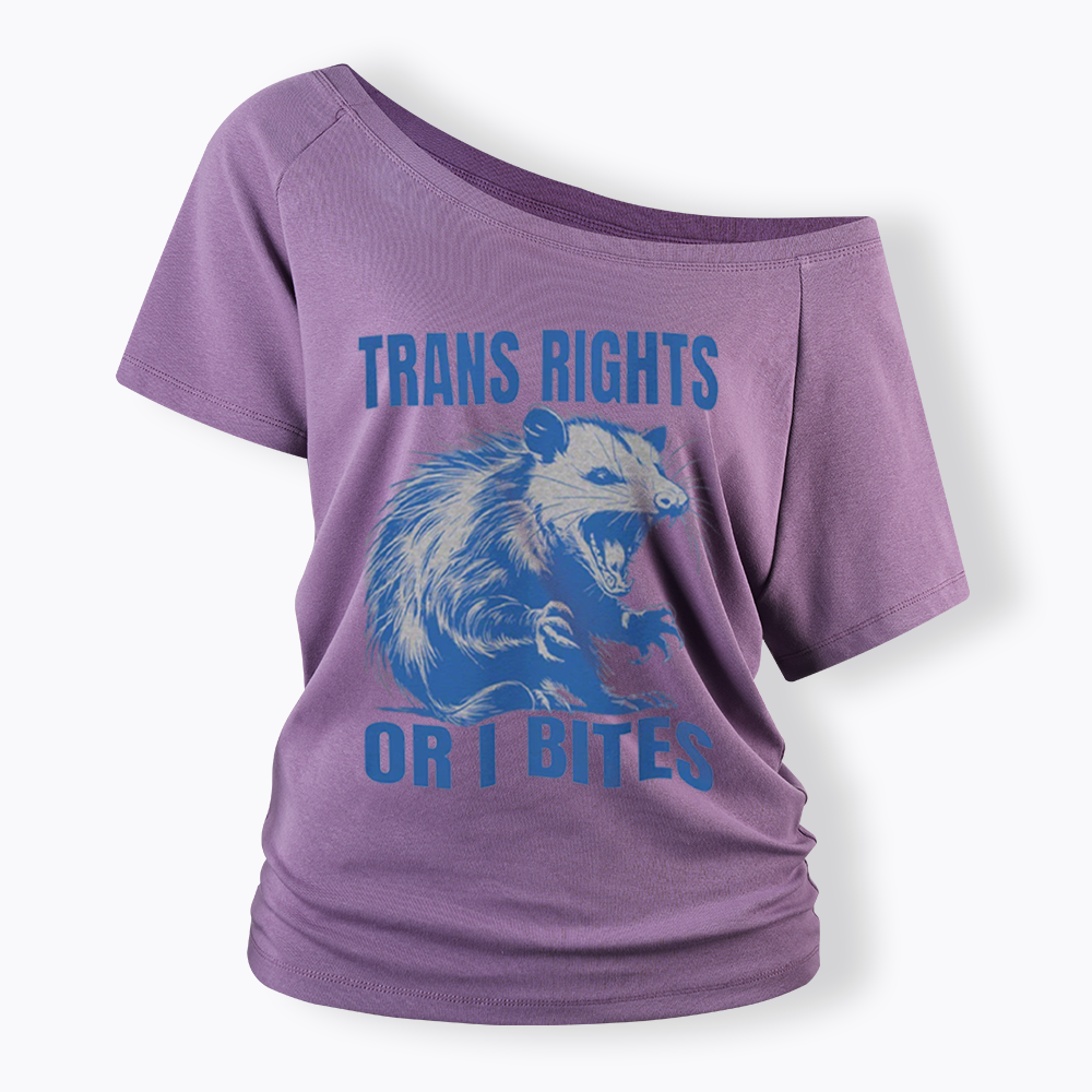 Trans Rights Off Shoulder T-shirt