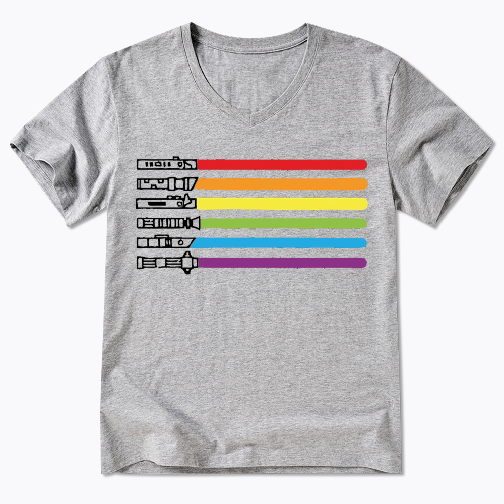 Rainbow Lightsaber V-Neck Classic T-Shirt