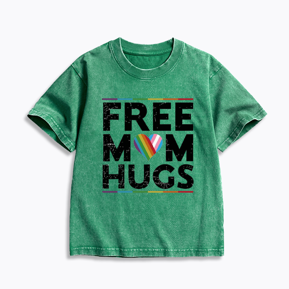 Free Mom Hugs Kids Washed T-Shirt 