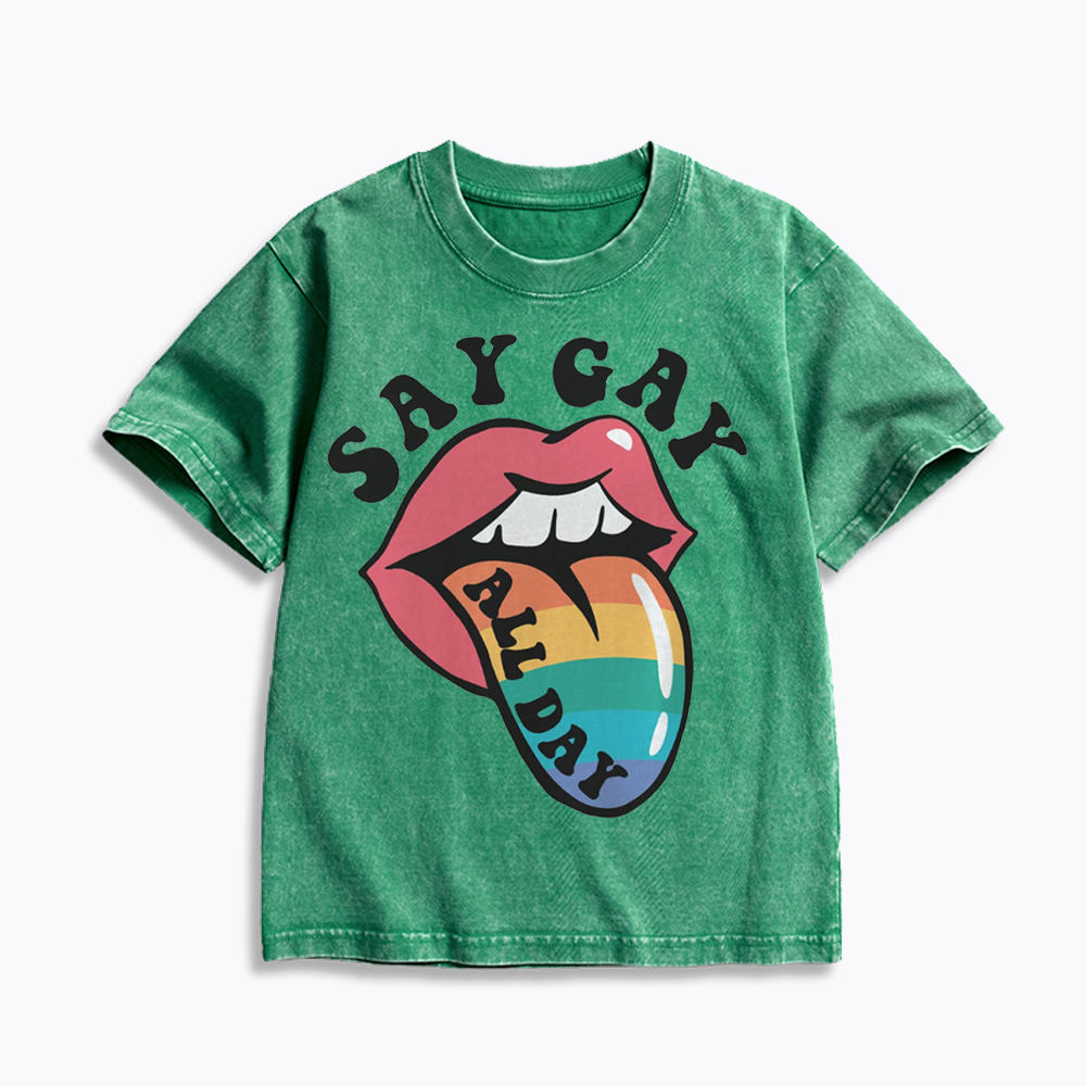 Cute Pride Kids Washed T-Shirt 