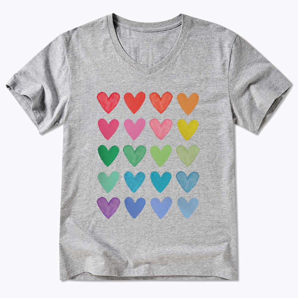 Rainbow Hearts V-Neck Classic T-Shirt
