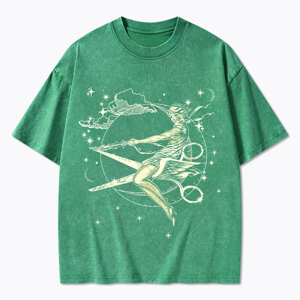 Scissors Witch Lesbian Washed T-Shirt