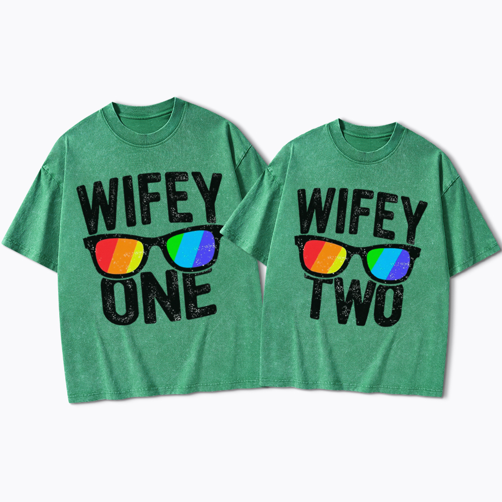 Lesbian Wife Two Wives Washed T-Shirt