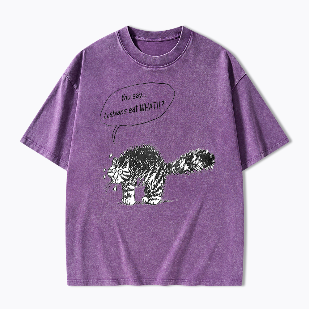 Cartoon Cat Washed T-Shirt