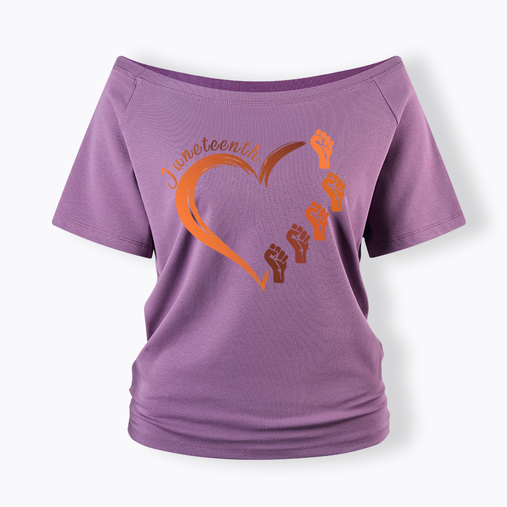 Juneteenth Heart Black Pride Off Shoulder T-shirt