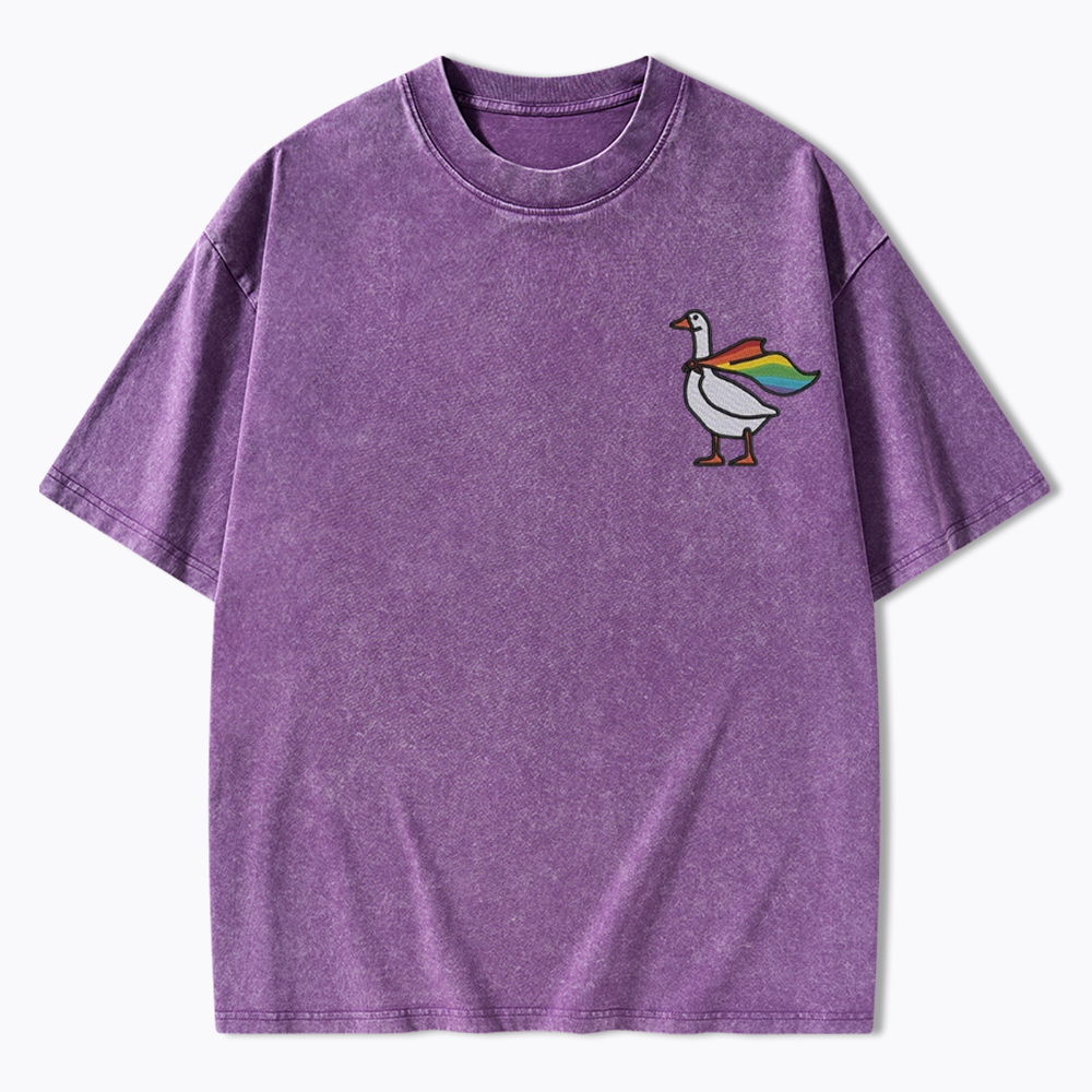 Rainbow Goose LGBTQ Washed T-Shirt