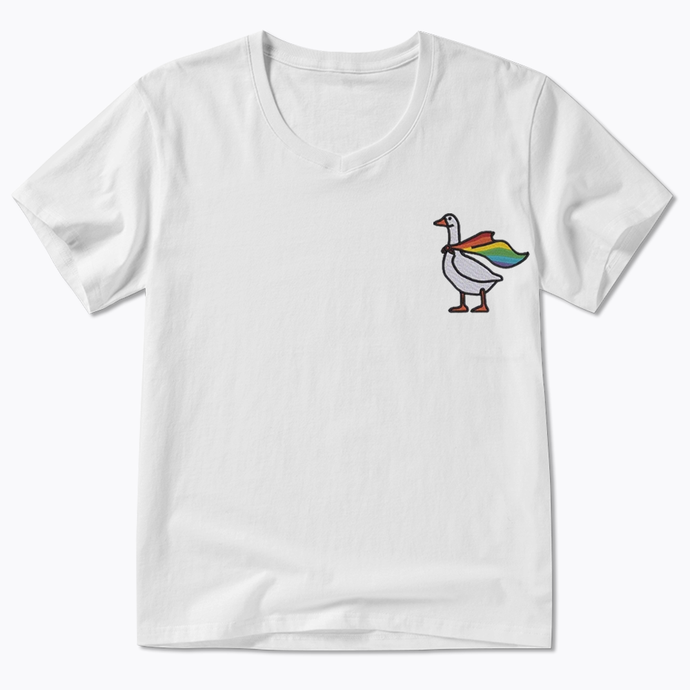 Rainbow Goose LGBTQ V-Neck Classic T-Shirt