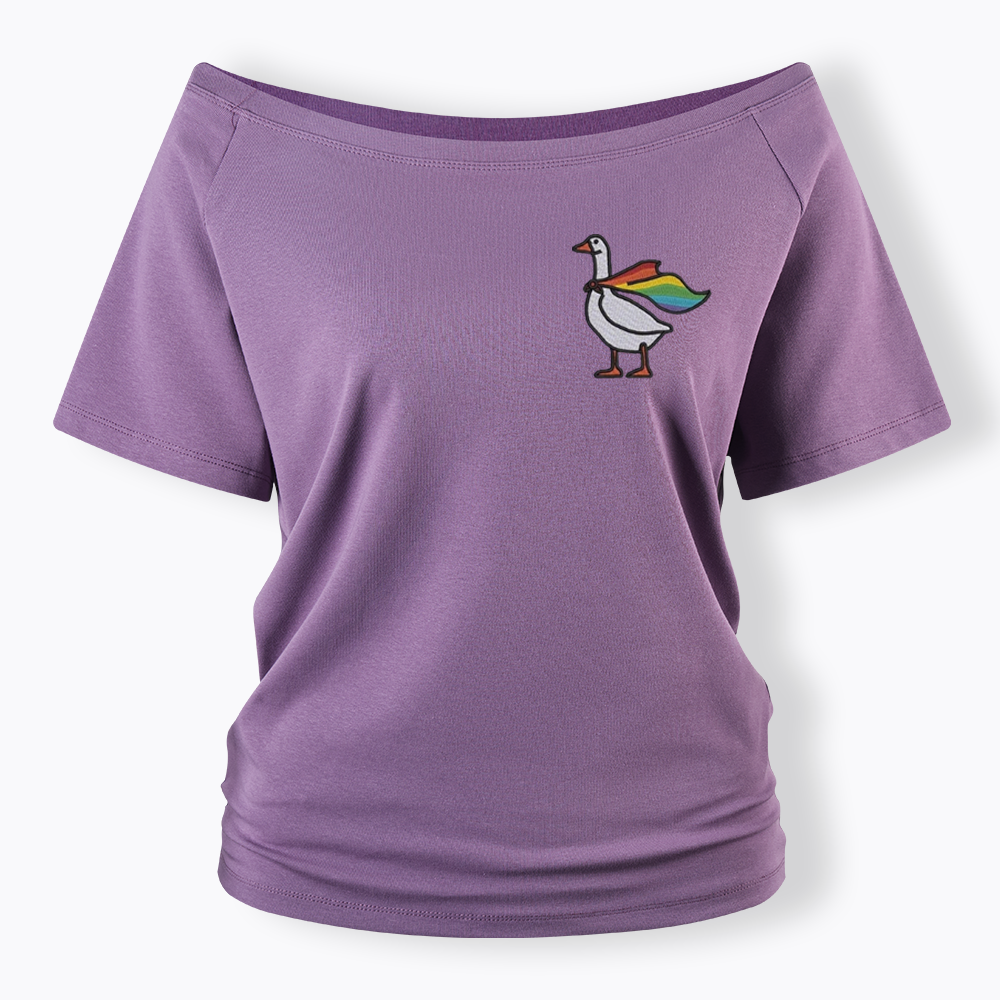 Rainbow Goose LGBTQ Off Shoulder T-shirt