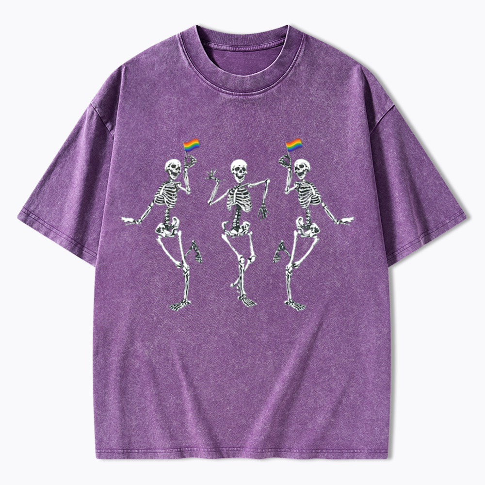pride dancing skeleton Washed T-Shirt