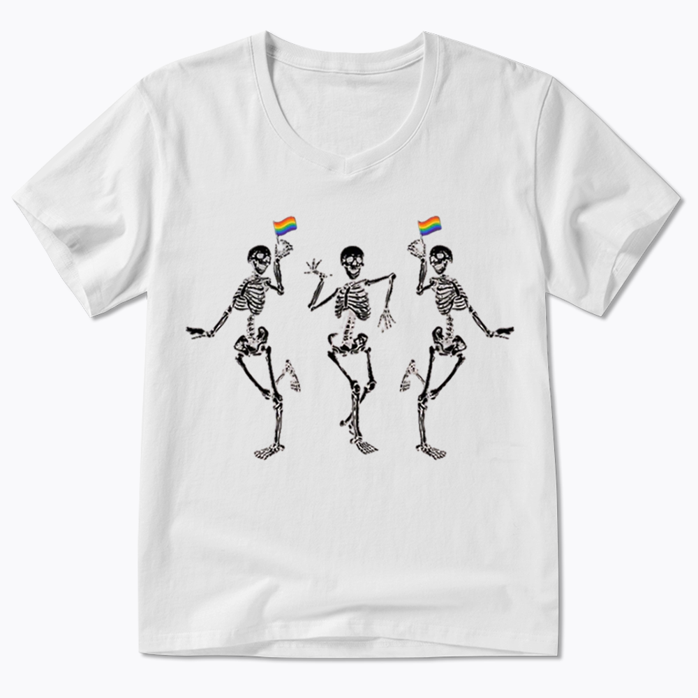 pride dancing skeleton V-Neck Classic T-Shirt