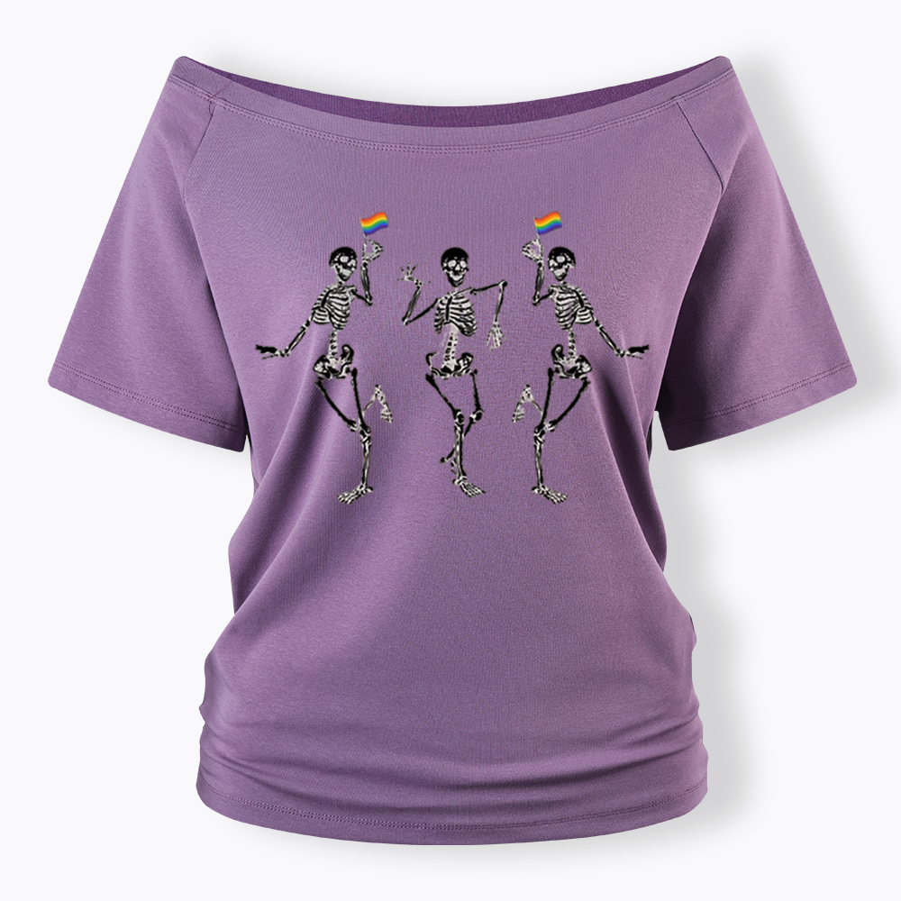 pride dancing skeleton Off Shoulder T-shirt