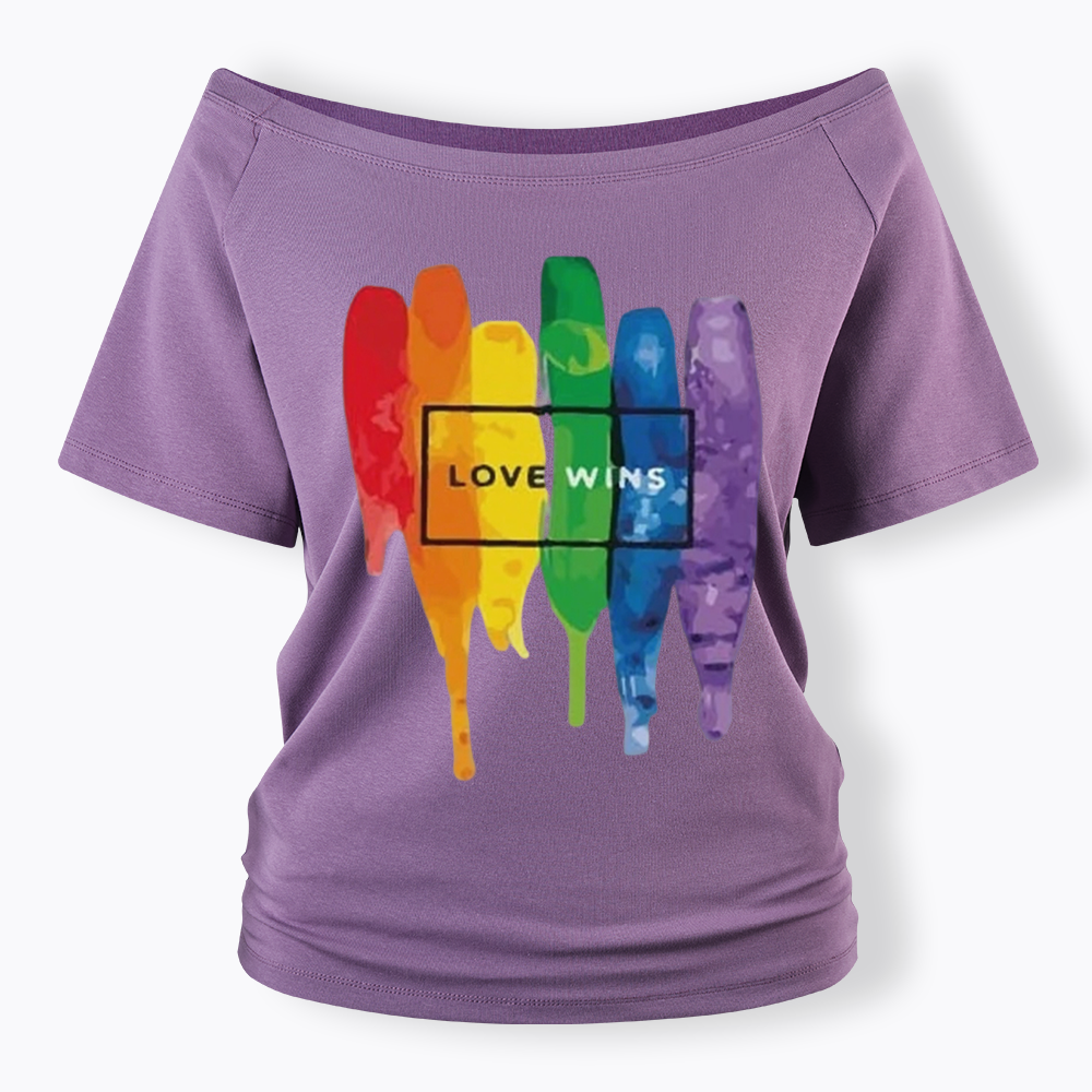 Love Wins Off Shoulder T-shirt