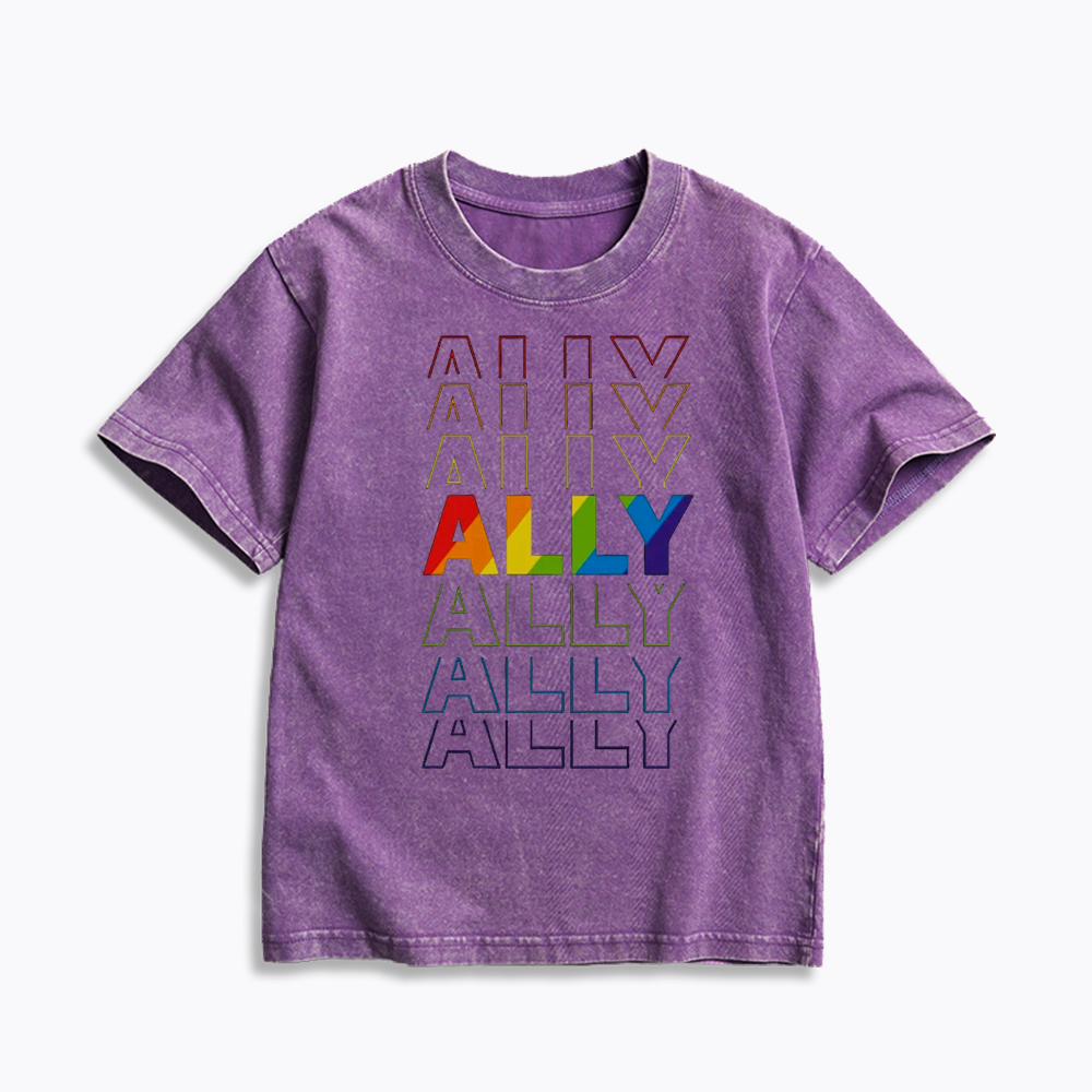Pride Gift For Ally Kids Washed T-Shirt