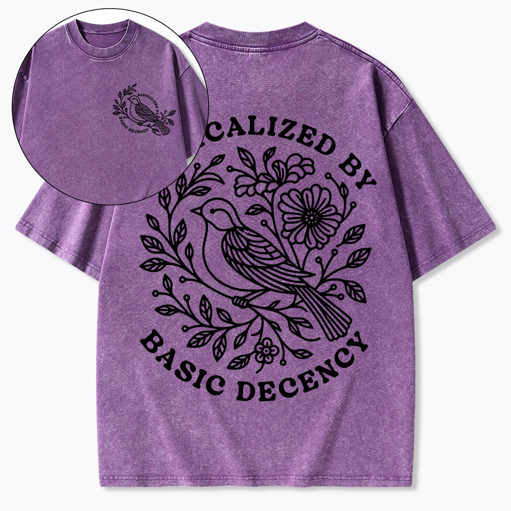 Radicalized By Basic Decency Floral Washed T-Shirt