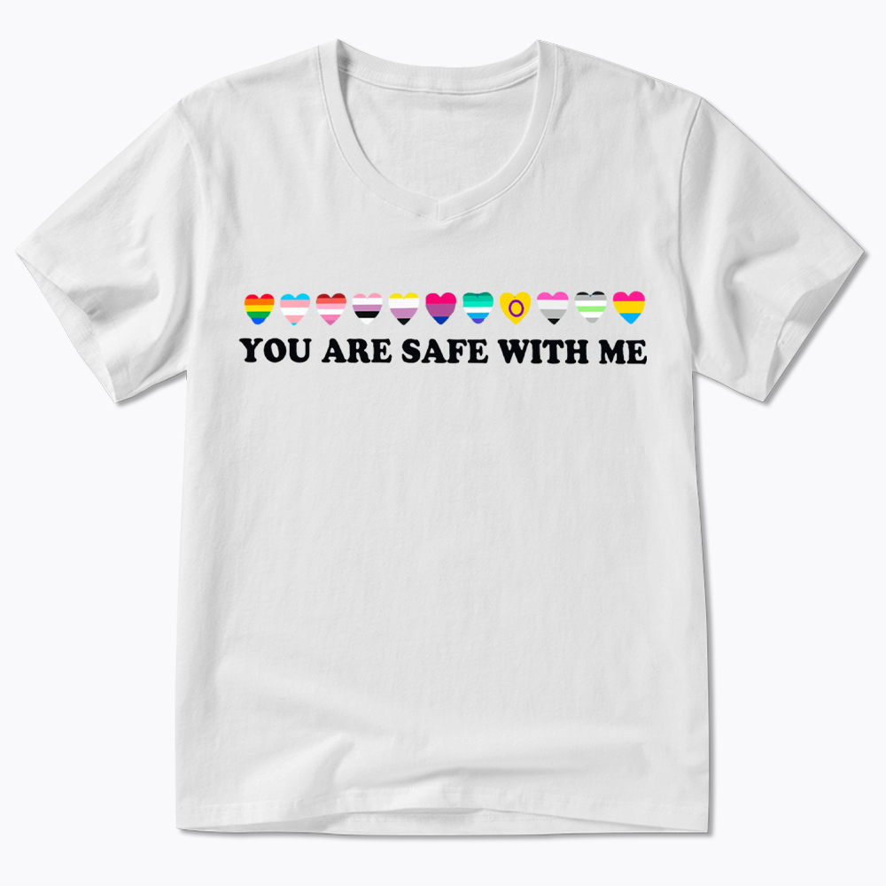 You Are Safe With Me V-Neck Classic T-Shirt