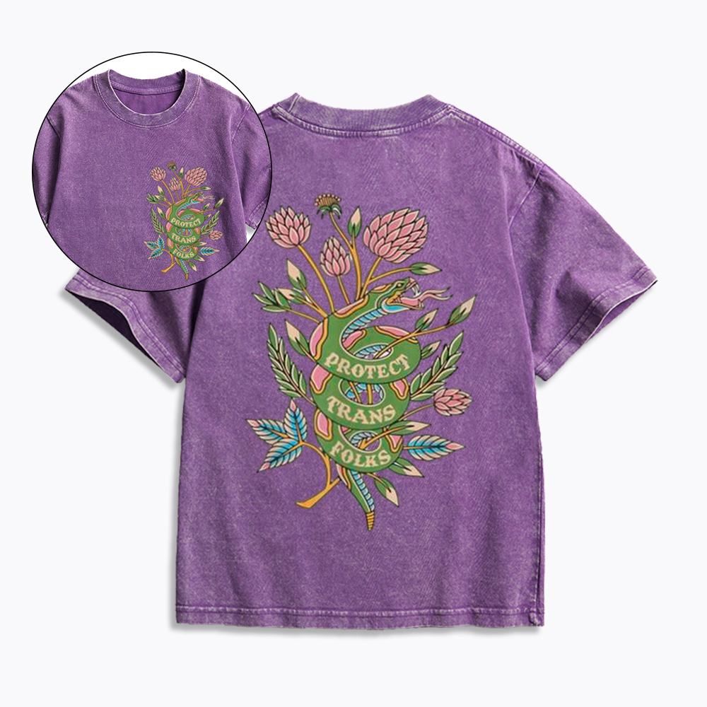 Protect Trans Folks Kids Washed T-Shirt