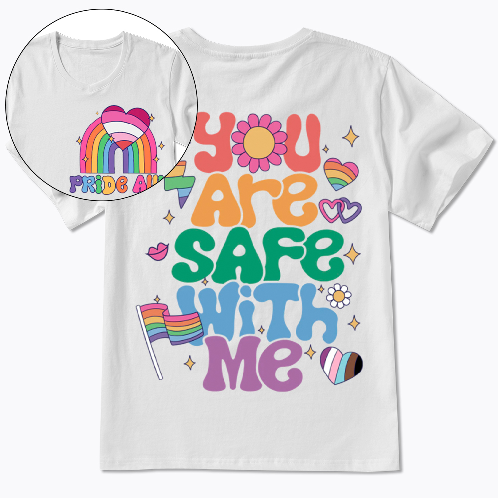 You Are Safe With Me Pride Ally V-Neck Classic T-Shirt
