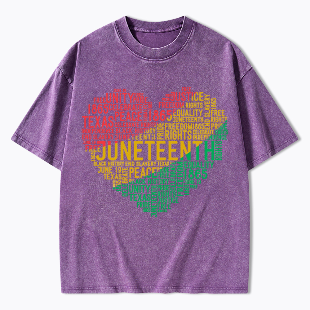 Juneteenth Heart Black History Washed T-Shirt