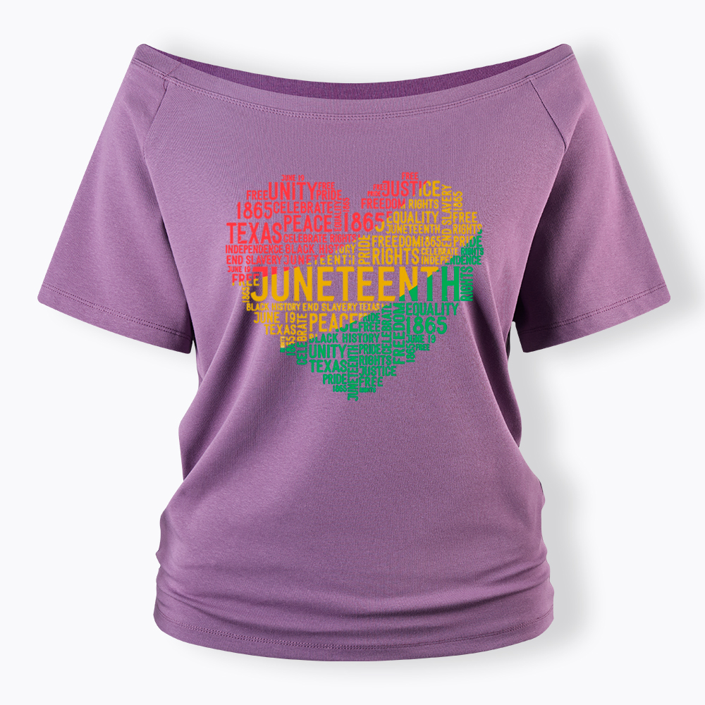 Juneteenth Heart Black History Off Shoulder T-shirt