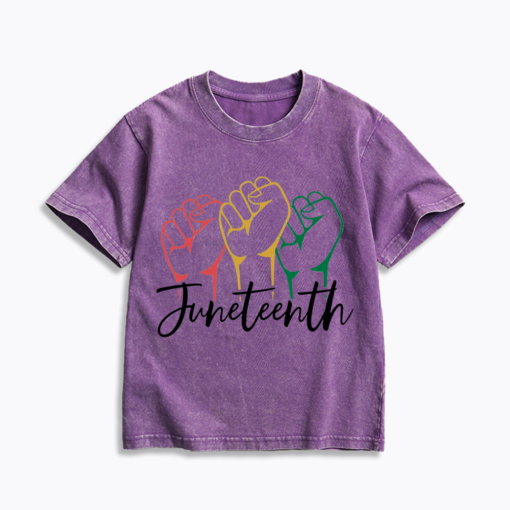 Juneteenth Black History Kids Washed T-Shirt