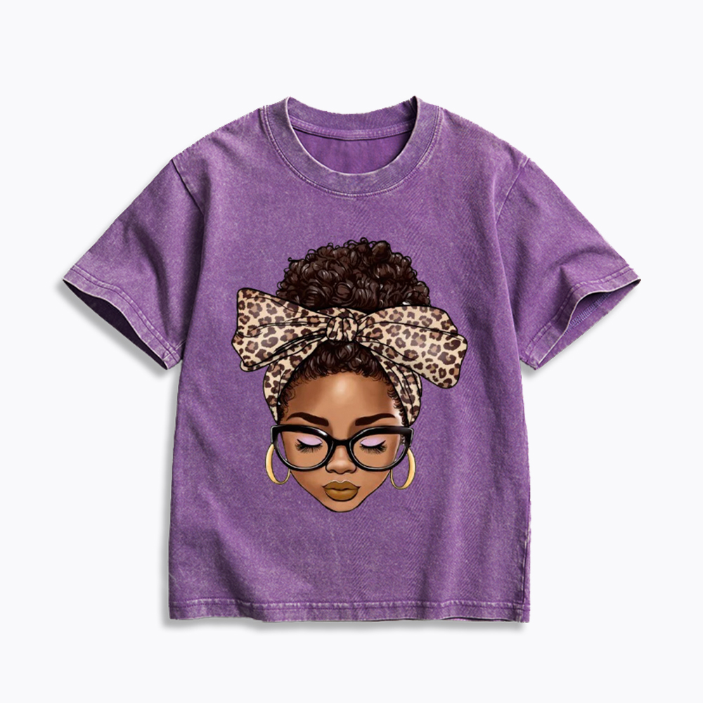 Black Woman Juneteenth Kids Washed T-Shirt