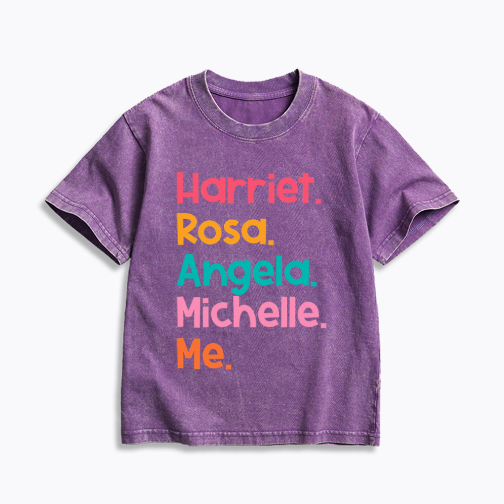 Women Leaders Harriet Rosa Angela Michelle Me Kids Washed T-Shirt